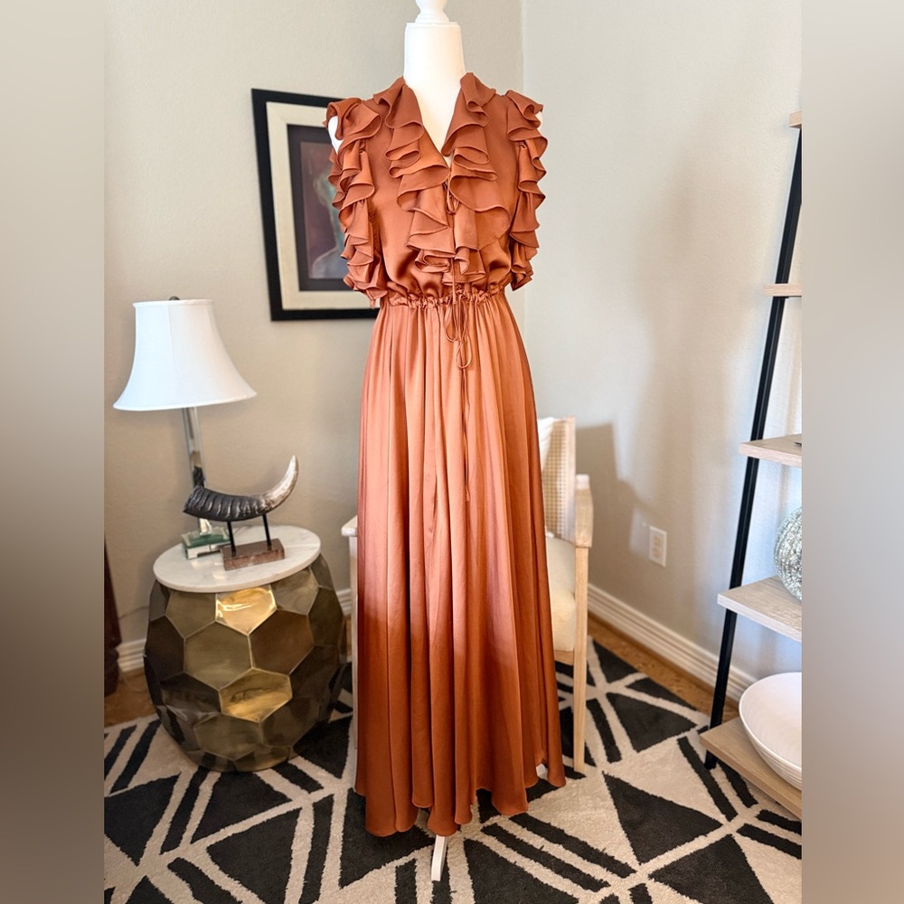 Shona Joy One Shoulder Terracotta Dress